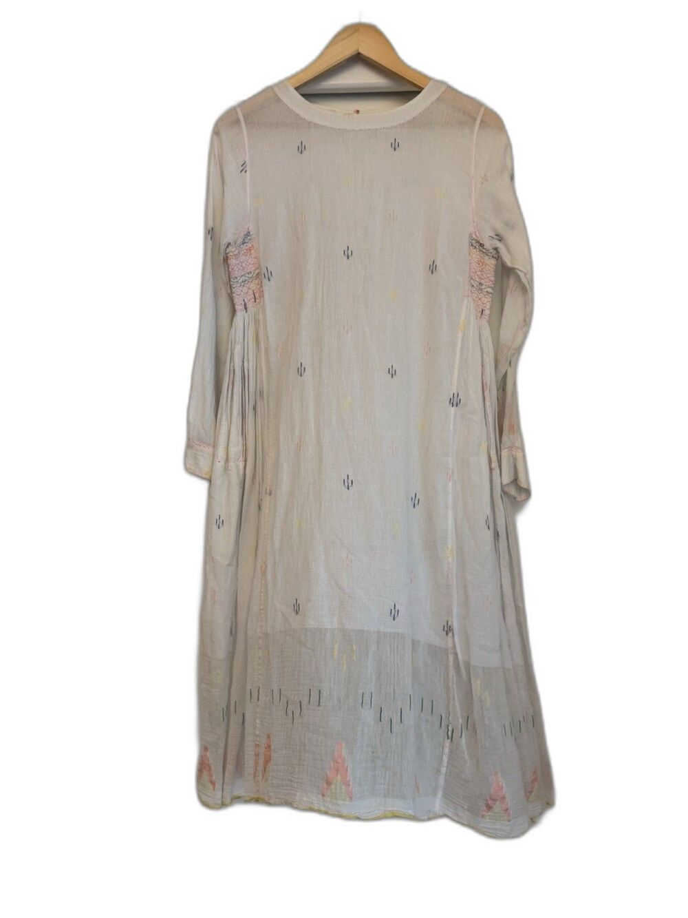 Injiri Dress Cotton Jamdani Handwoven India Midi Pastel Embroidered Boho Small